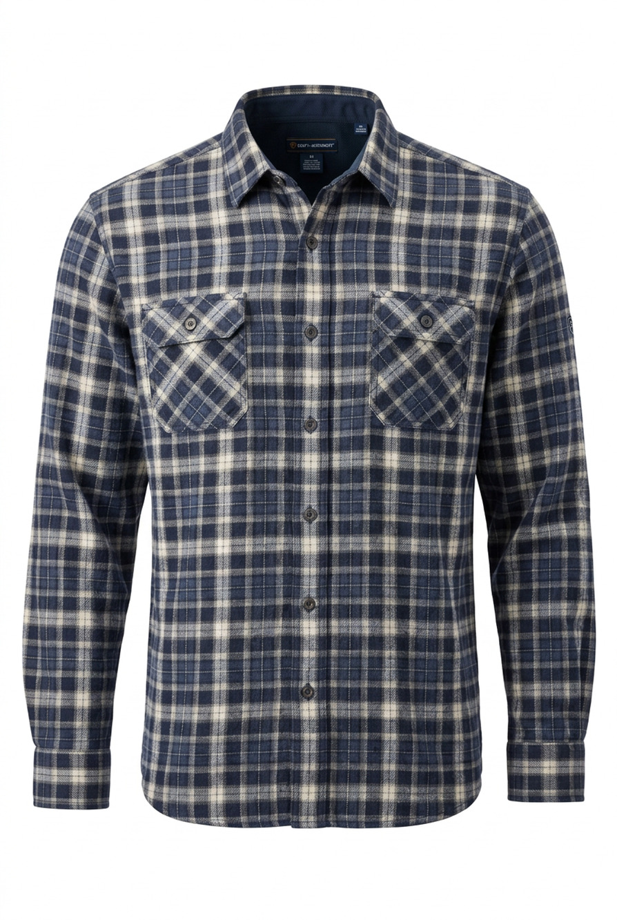 KUHL Flannel Shirt Mens XL Blue Plaid Long Sleeve Button Down Outdoor Camping